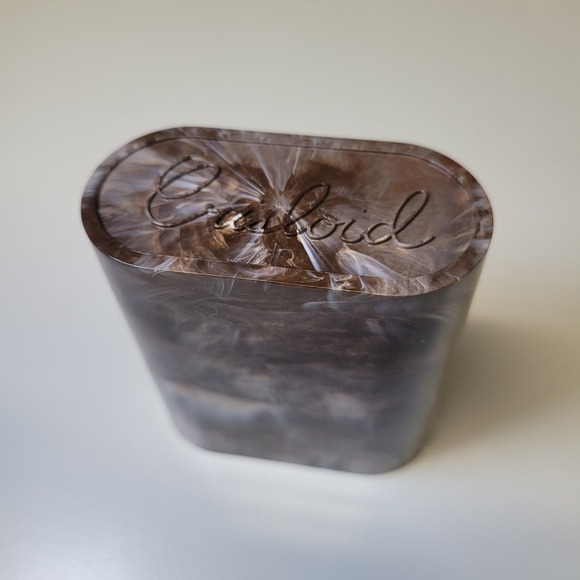 Crisloid Shaker Cup Vintage Backgammon Marbled Swirl Brown White Oval - Picture 4 of 6